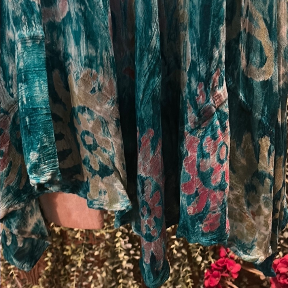 Teal Floral Women's Dress - Picture 3 of 5